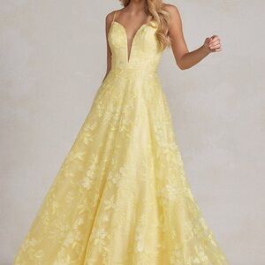Elegant Yellow Floral Dress
